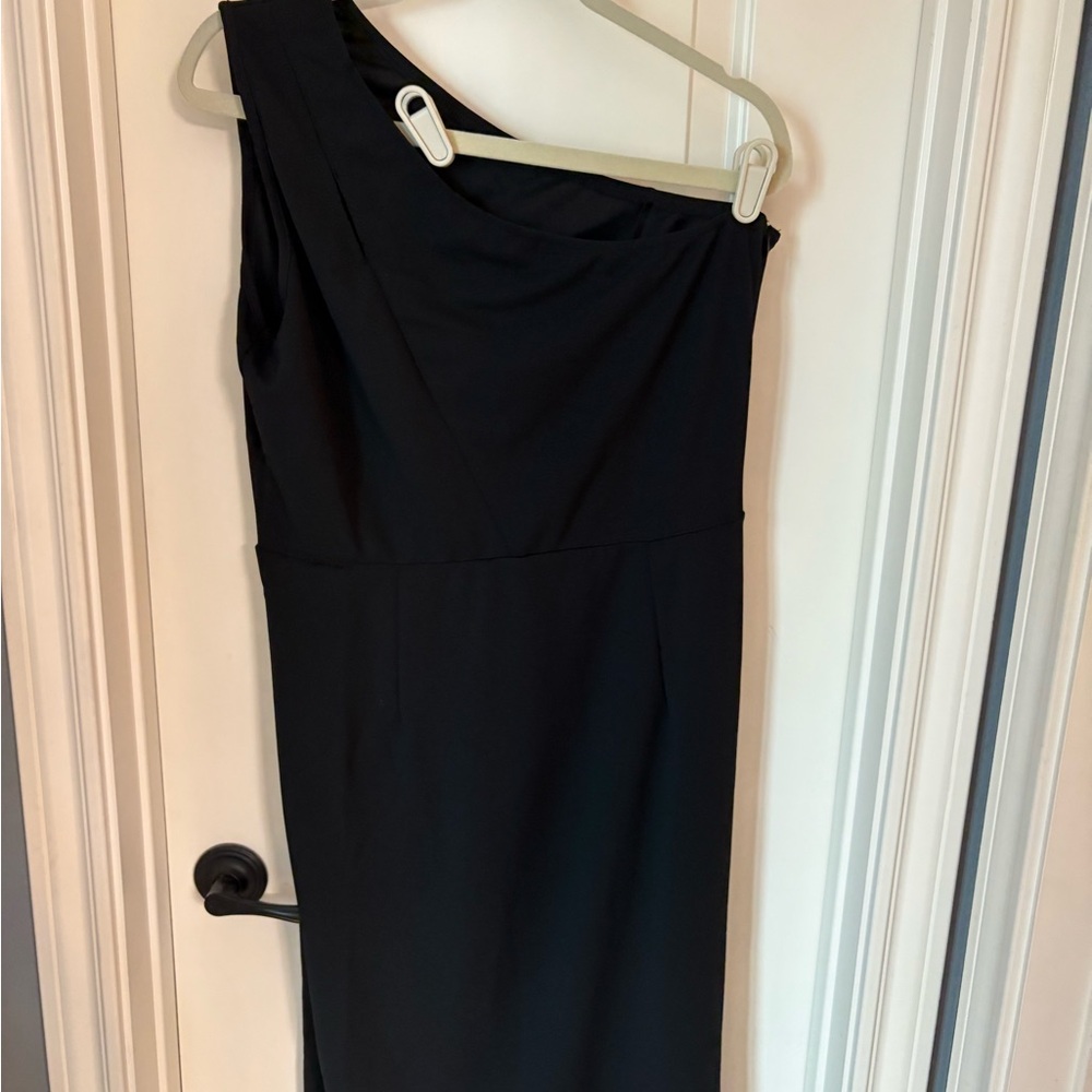 Chic One-Shoulder Black Dress - Picture 2 of 3